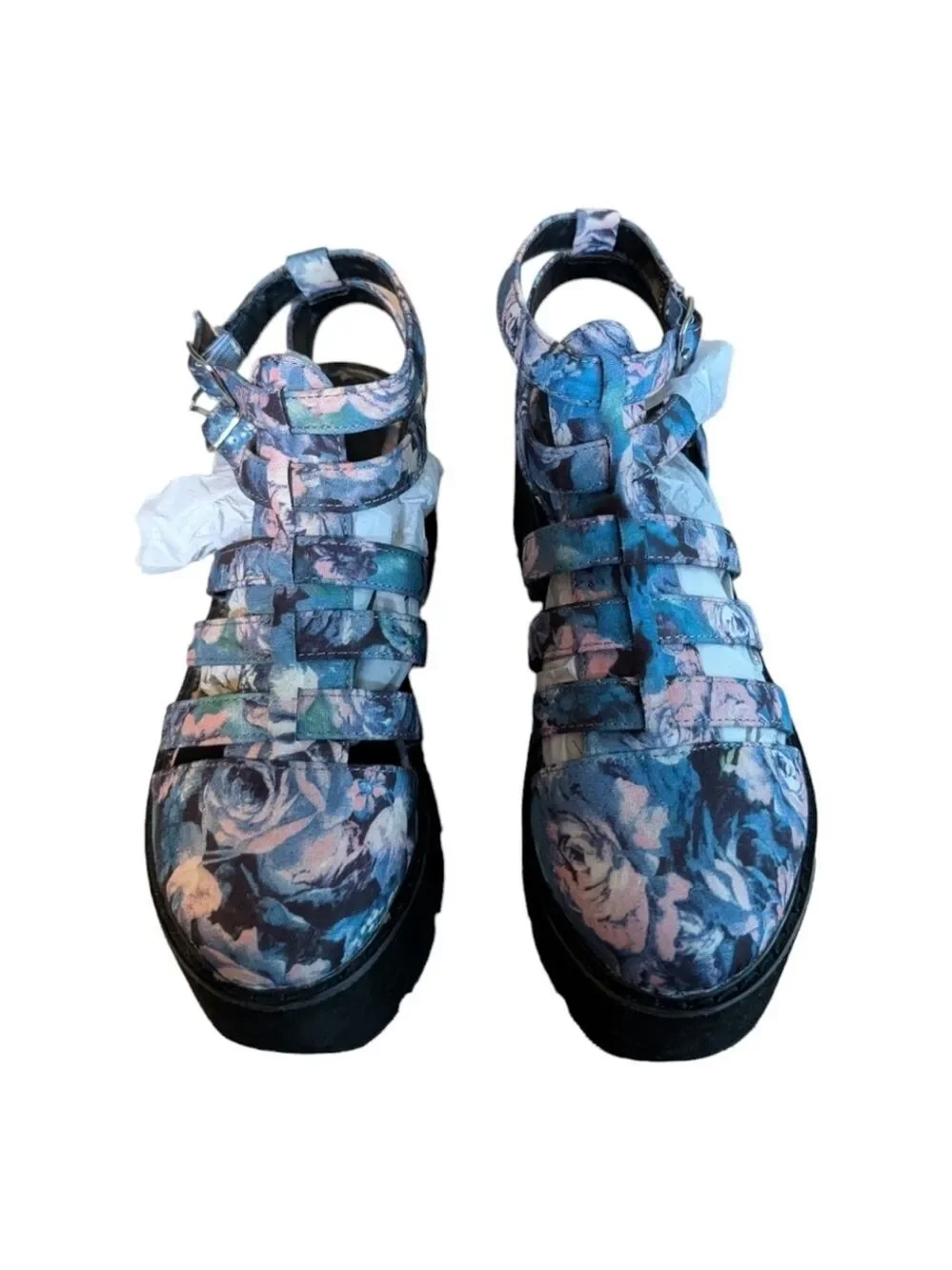 Qupid Pastel Whimsygoth Floral Platform Sandal Size 6 Inside Flaws